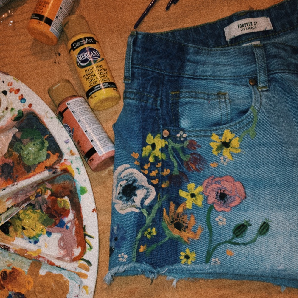 HANDPAINTED JEAN SHORTS
